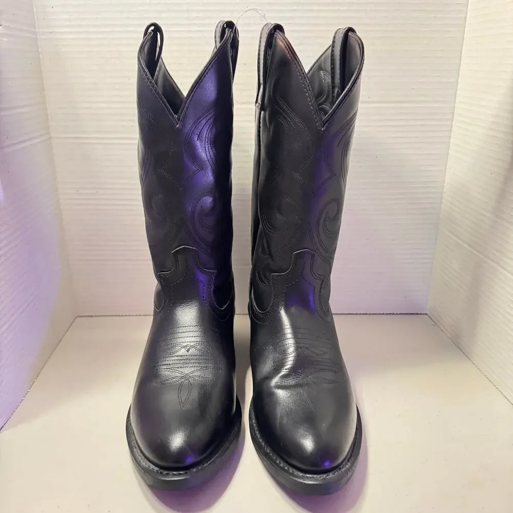 Masterson NWOT Black leather cowboy boots sz 8EW RB915 Western Work Boots